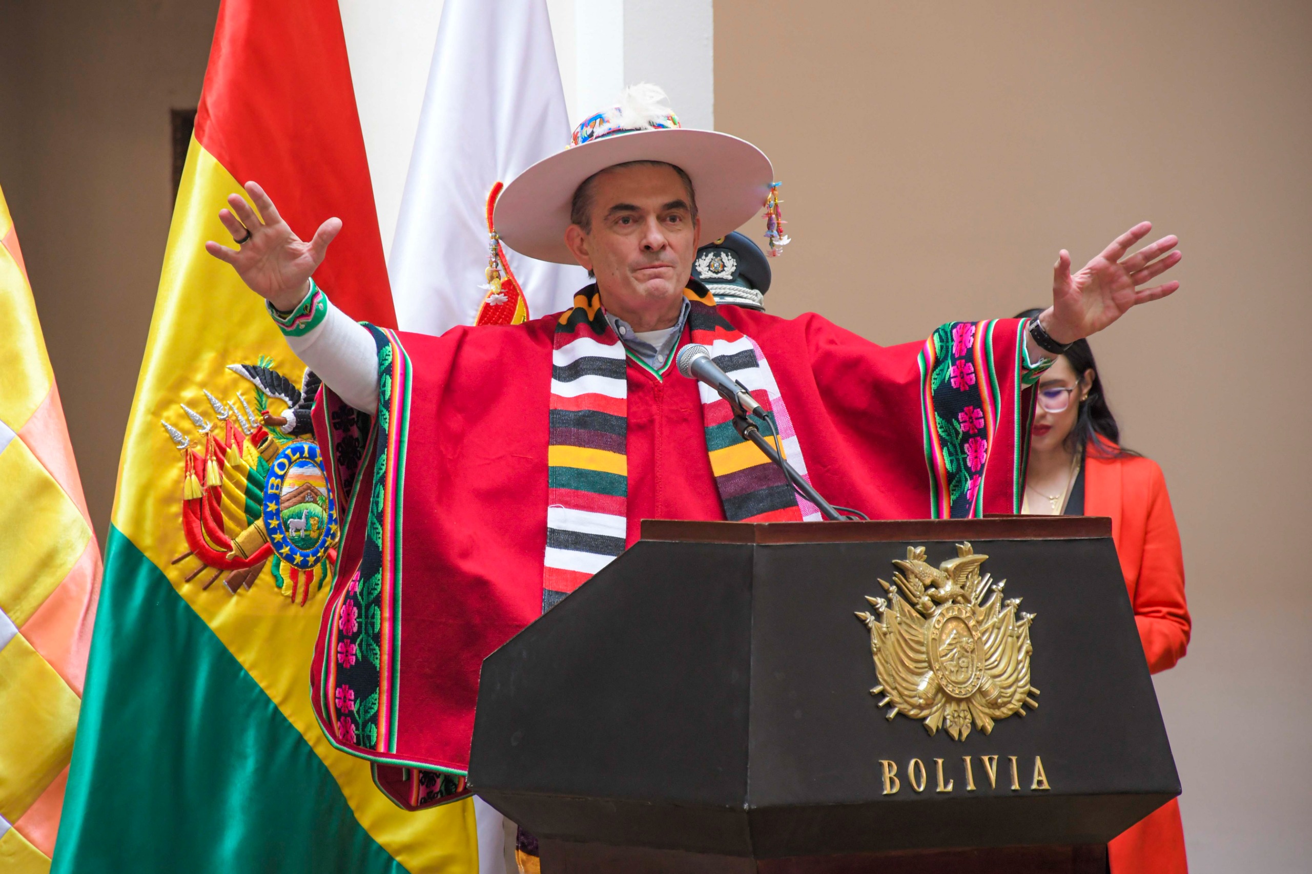 El presidente del Estado, Rodrigo Paz en la Primera Sesión Ordinaria gestión 2026 del Consejo de Desarrollo de los Ayllus en paz.