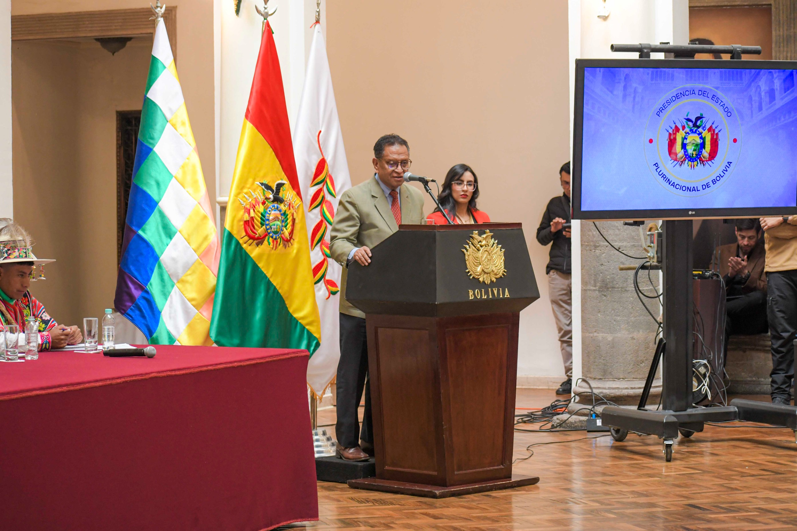 El ministro de Gobierno, Maco Antonio Oviedo en la Primera Sesión Ordinaria gestión 2026 del Consejo de Desarrollo de los Ayllus en paz.